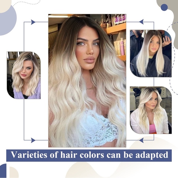 HUMAN HAIR 20" Remy Tape in Extensions Balayage Dark Brown-Platinum Blonde Ombre - Picture 6 of 7